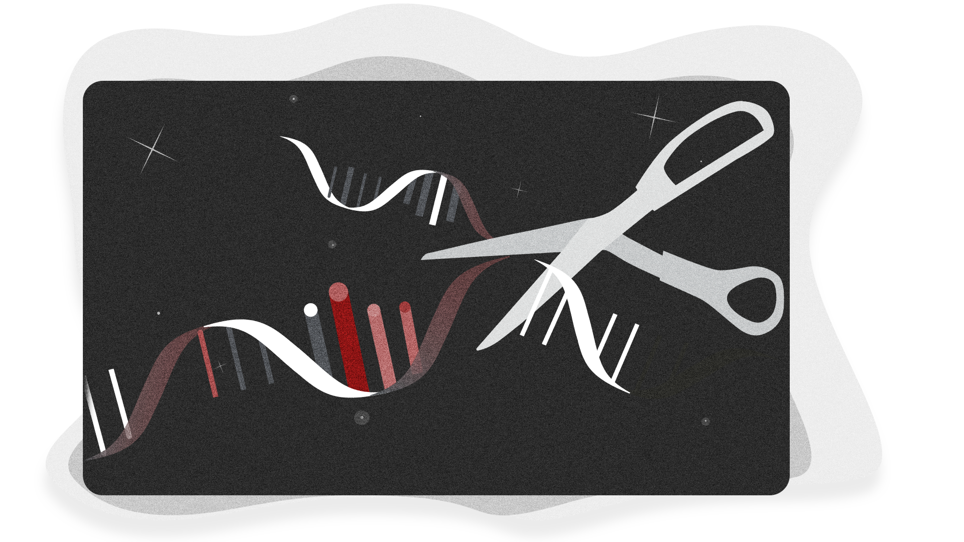 Illustration of scissors cutting a strand of DNA